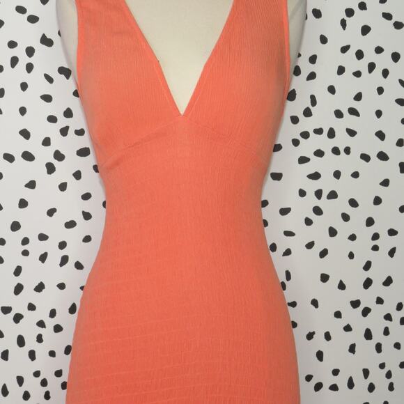 O’Neill Hot Coral Dallas Smocked Sleeveless V-Neck Ruffle Hem Dress - Picture 4 of 10